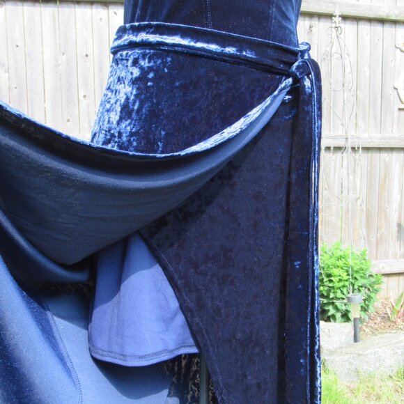 Blue Crushed Velvet Faux Wrap Skirt Long Maxi & Tank Top Party Prom EUC Gorgeous - Picture 5 of 16